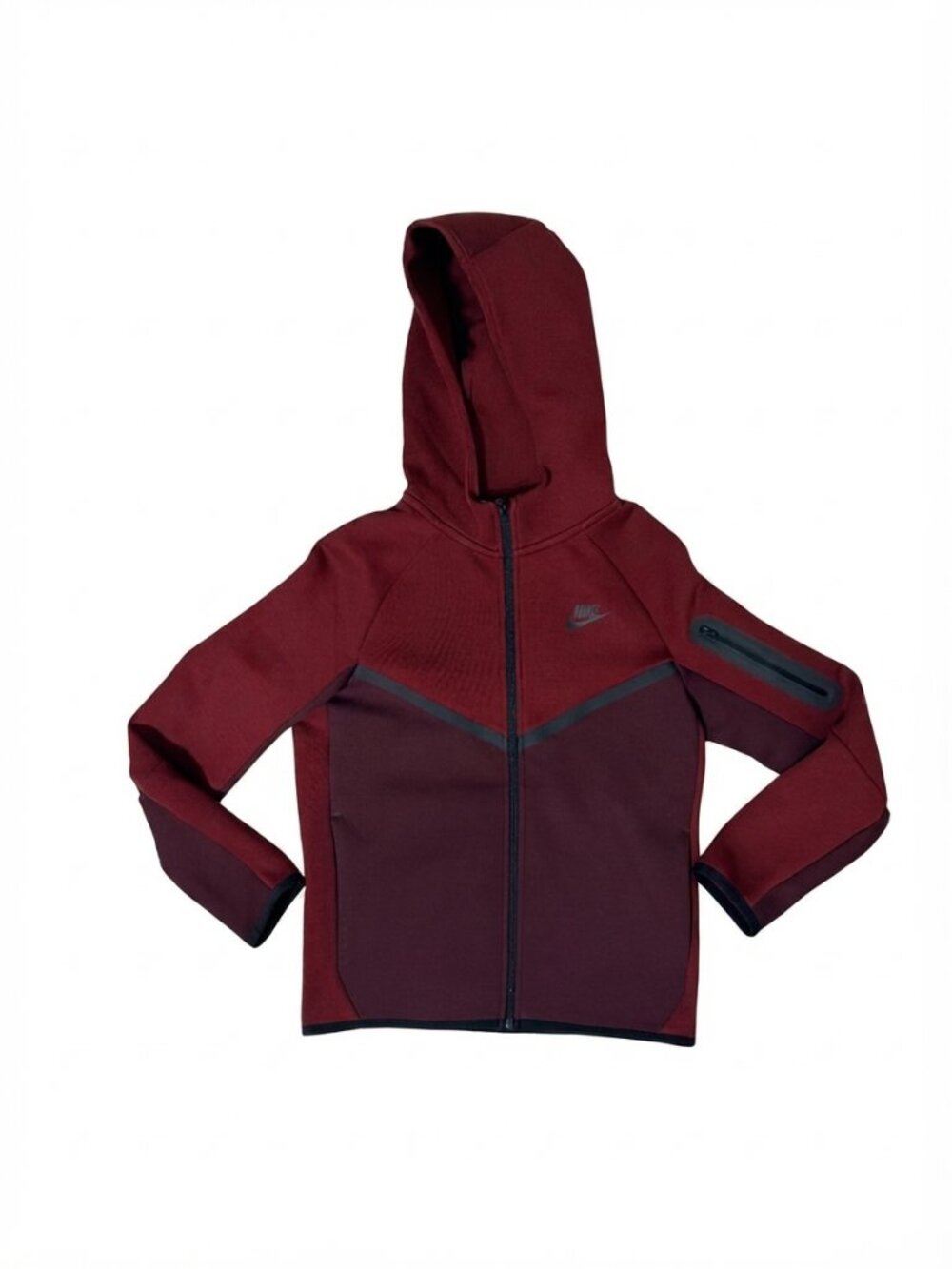 Nike Tech Boys Full Zip Jacket Fleece Hoodie Burgundy/Maroon Size Large NWT